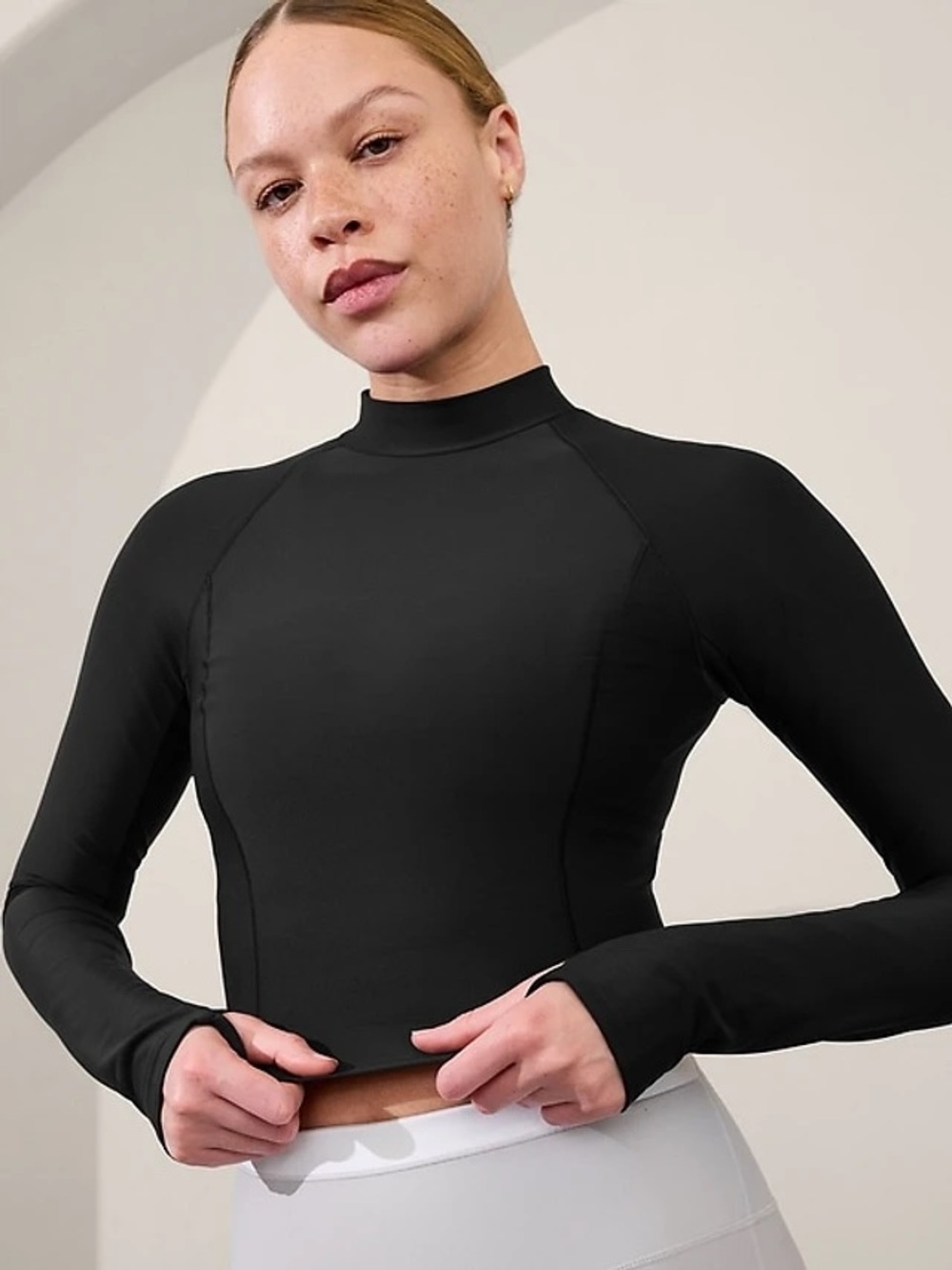 Athleta Women’s Black Interval Mock Neck Top Size Large